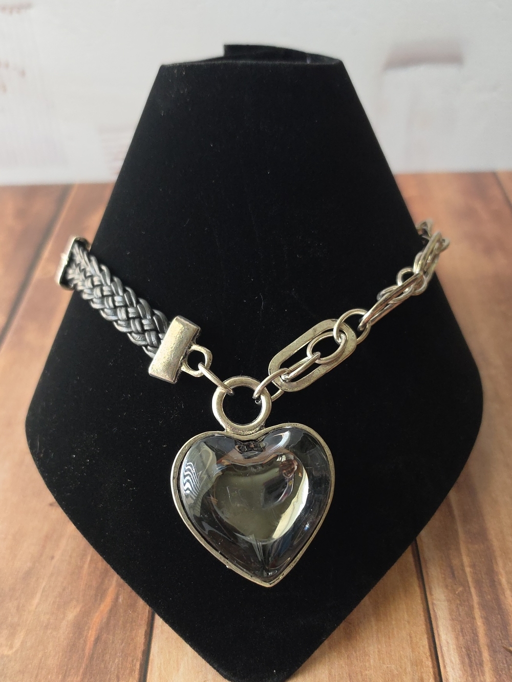 Heart Pendant Mixed-Metal Necklace in Silver